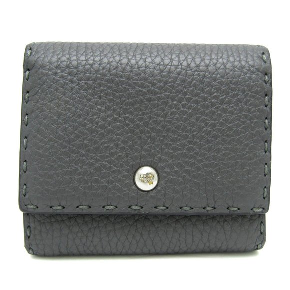 Fendi Selleria 8M0339 Women,Men Leather Wallet (bi-fold) Dark Gray - Picture 1 of 14